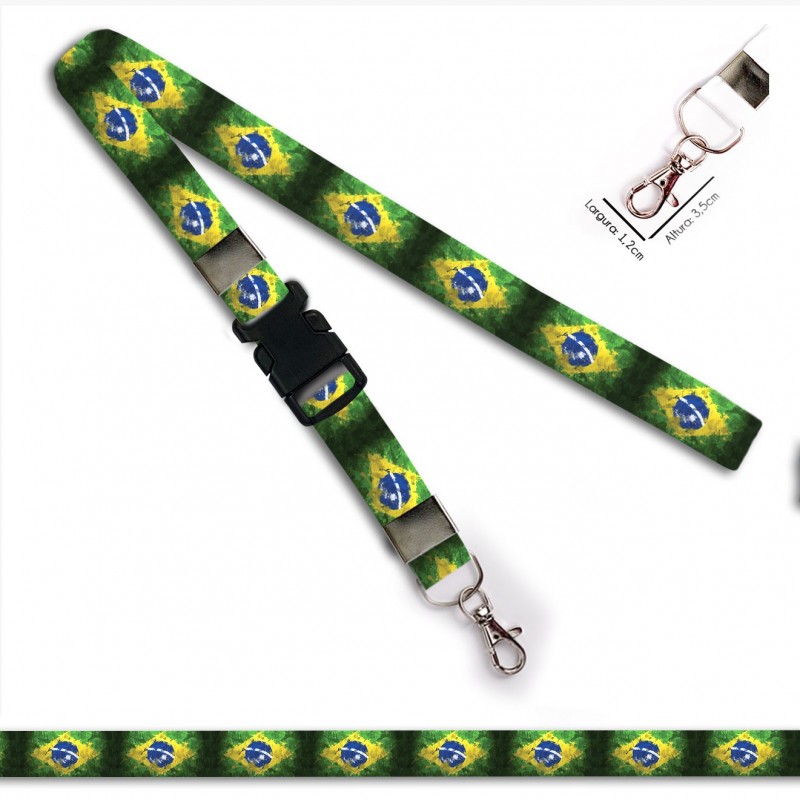Chaveiro Bandeira Brasil C0689P com Mosquete e Engate Rápido