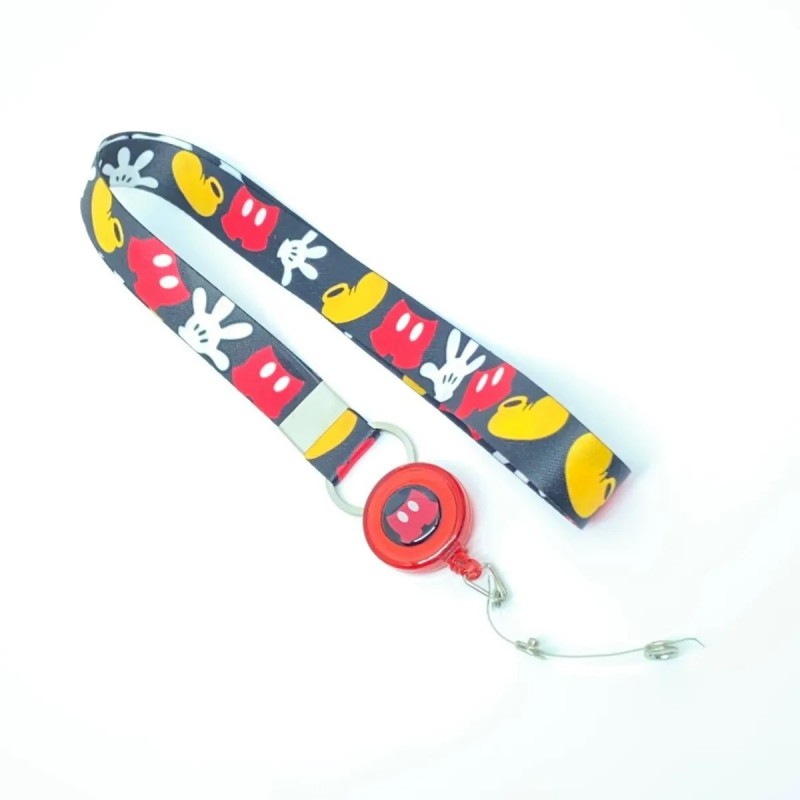 Cordão Mickey Divertido com Roller Clip Personalizado Vermelho
